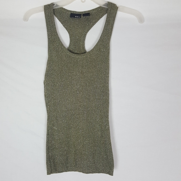 Mixit Metallic Sleeveless Top Shirt Green SZ S/M - Picture 1 of 4